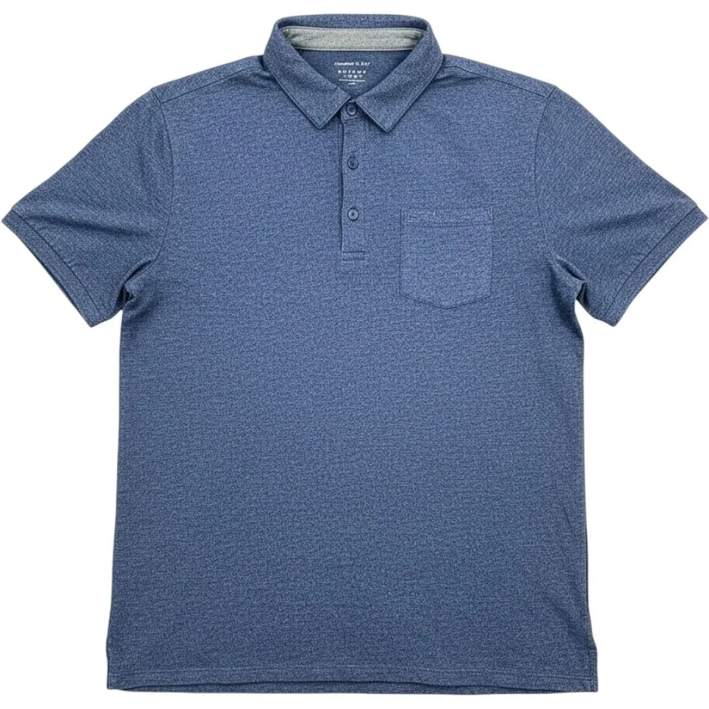 Banana Republic Mens Quick Dry Polo Chest Pocket Large Blue